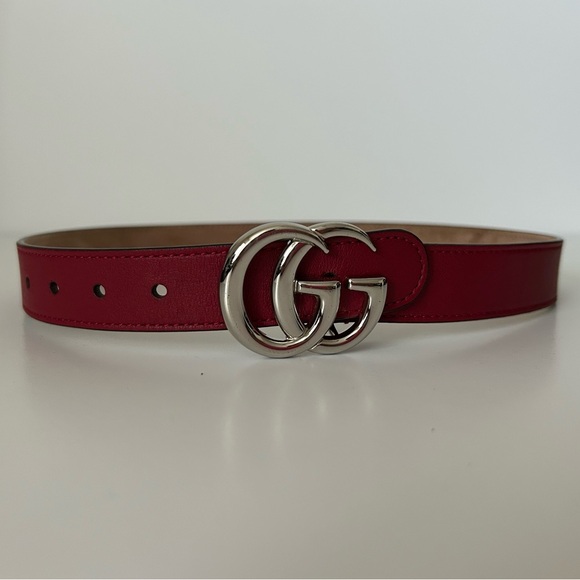 Gucci Children’s Leather GG Marmont Red Belt Size M - Picture 1 of 9